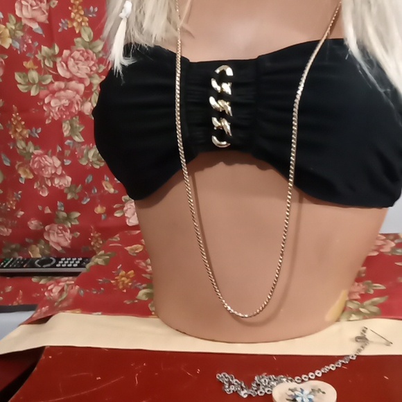 George bikini bra strapless with gold tone decor and clasp closure. - Picture 2 of 7